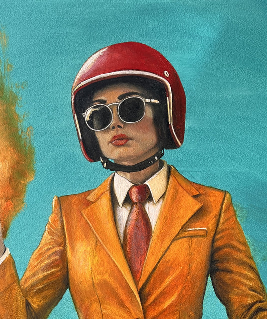 Kvinde på cykel 40 x 60